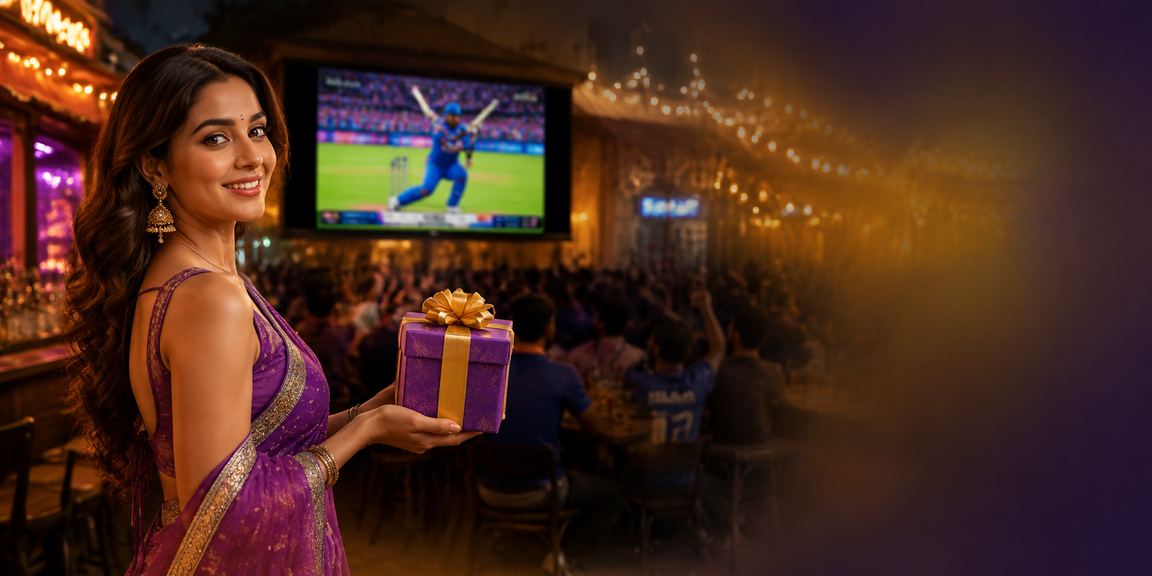 Cricket betting promotion at night market in India with enthusiastic bettors
