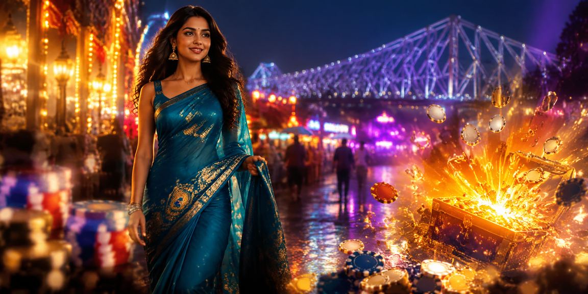 Player enjoying casino app on mobile near Howrah Bridge in Kolkata